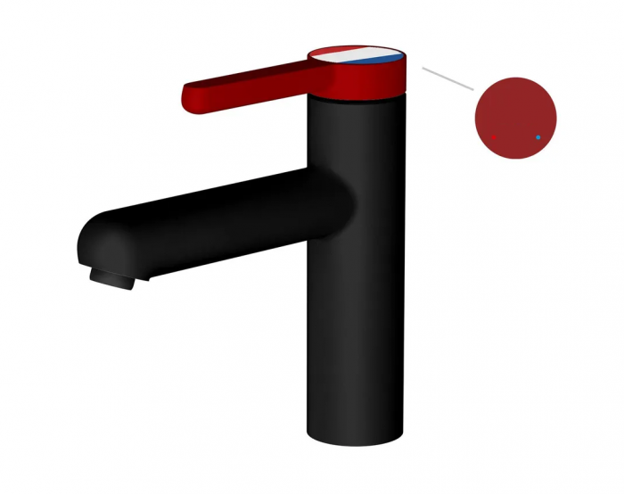 Vòi-Lavabo-thân-thấp-A5-1021 Смеситель для умывальника (Lt) D35, серия Rose черный + красный, a-five A5-1021