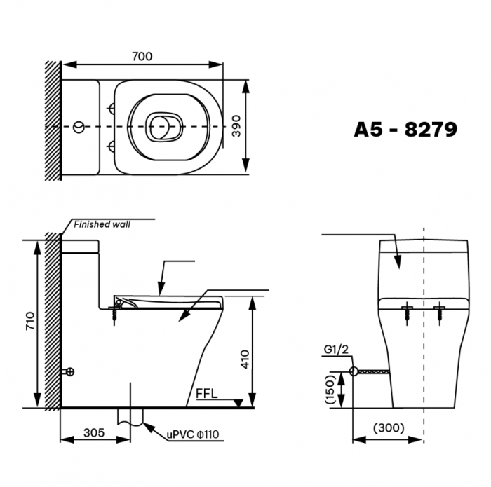 Унитаз-моноблок-Afive-A5-8279 Унитаз моноблок Afive A5-8279